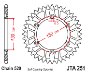 Звезда ведомая алюминиевая JTA251